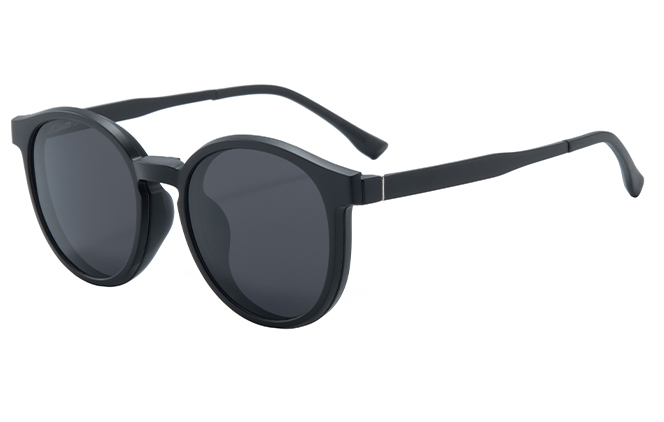 Glasseslit 400234 Round Magnetic Clip on Eyeglasses C1, Black frame