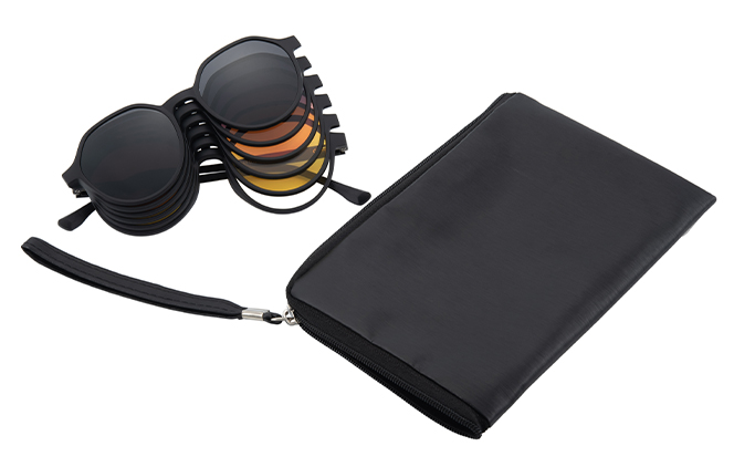 Glasseslit 400235 Geometric Magnetic Clip on Eyeglasses C1, Black frame, view 3