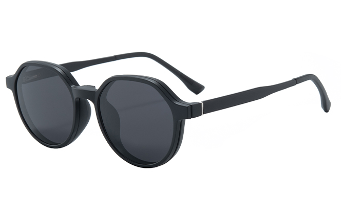 Glasseslit 400235 Geometric Magnetic Clip on Eyeglasses C1, Black frame