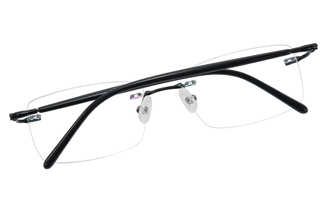Glasseslit 500024 Rimless Rectangle Eyeglasses black, Gold frame, view 3