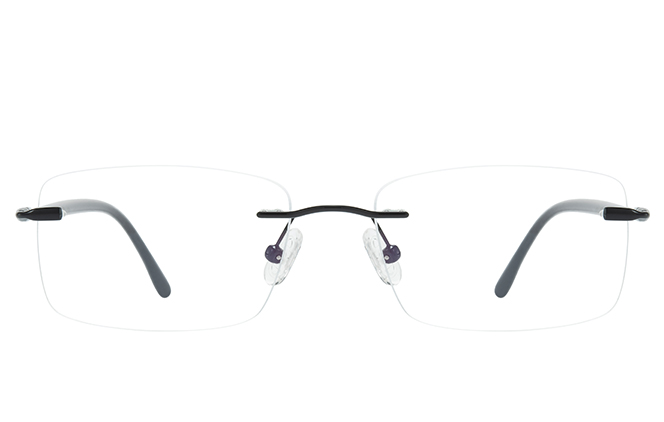 Glasseslit 500024 Rimless Rectangle Eyeglasses black, Gold frame, view 4