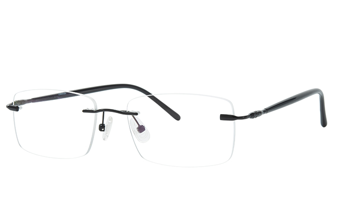Glasseslit 500024 Rimless Rectangle Eyeglasses black, Gold frame