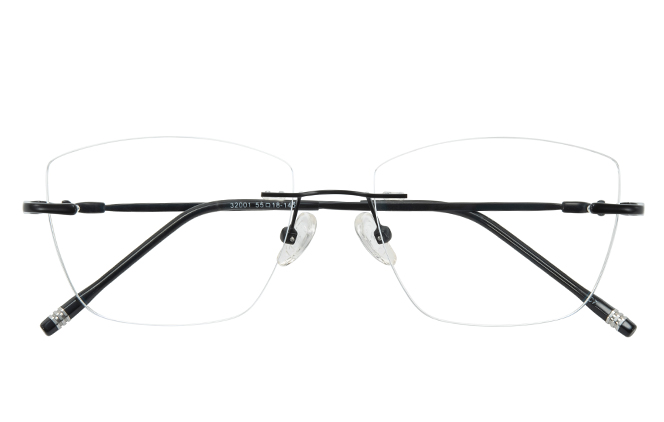 Glasseslit 500025 Rimless Rectangle Eyeglasses black, Black frame, view 2