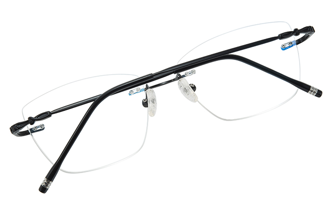 Glasseslit 500025 Rimless Rectangle Eyeglasses black, Black frame, view 3