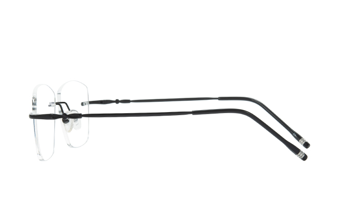 Glasseslit 500025 Rimless Rectangle Eyeglasses black, Black frame, view 5