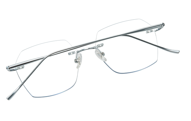 Glasseslit 500028 Rimless Geometric Eyeglasses pink, Rose Gold frame, view 3