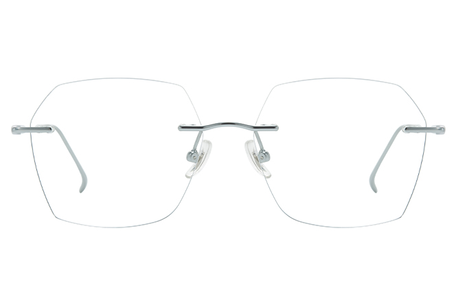 Glasseslit 500028 Rimless Geometric Eyeglasses pink, Rose Gold frame, view 4