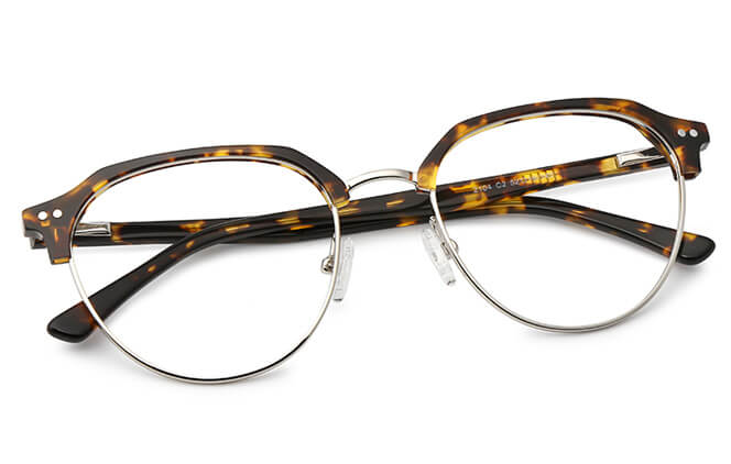 Glasseslit Anstice Browline Oval Eyeglasses C3, Tortoiseshell frame, view 3