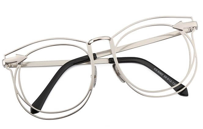 Glasseslit Polly Metal Round Frame sliver, Black frame, view 3