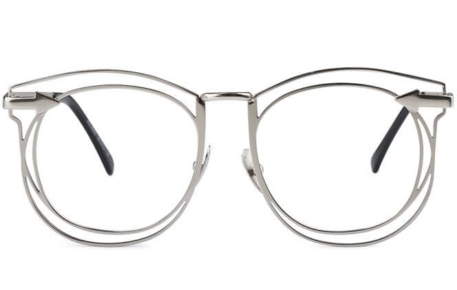 Glasseslit Polly Metal Round Frame sliver, Black frame, view 4