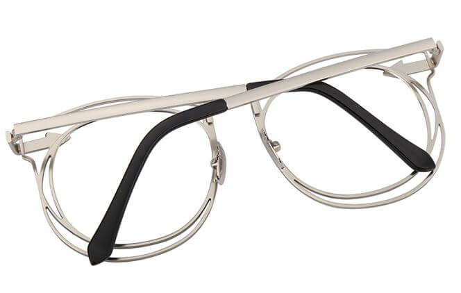 Glasseslit Polly Metal Round Frame sliver, Black frame, view 6