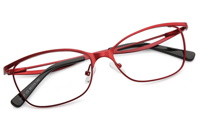 Glasseslit Ellen Metal Eyeglasses C4, Red frame, view 3