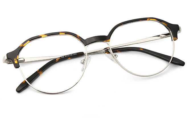 Glasseslit Barrie Oval Browline Eyeglasses C2, Silver frame, view 3