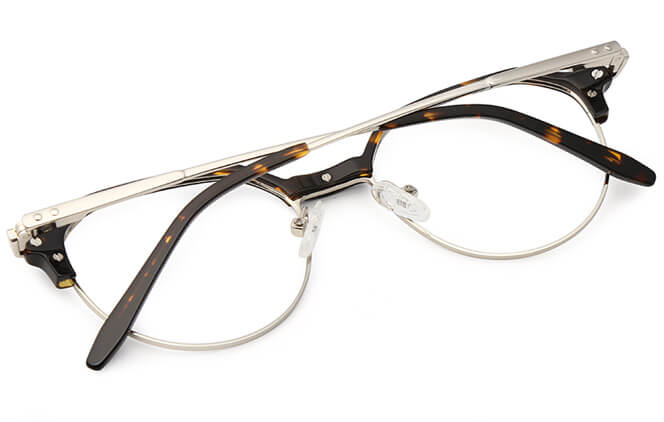 Glasseslit Barrie Oval Browline Eyeglasses C2, Silver frame, view 6