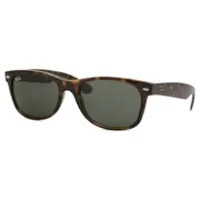 Ray-Ban RB2132 New Wayfarer 902L, Tortoiseshell frame, Green lenses, view 2