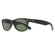 Ray-Ban RB2132 New Wayfarer 622, Matte Black frame, Green lenses, view 2