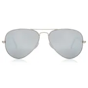 Ray-Ban RB3025 Aviator Large Metal Polarized 019/W3, Matte Silver frame, Dark Grey Pink Mirror lenses, view 1