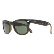 Ray-Ban RB4105 Folding Wayfarer 710/31, Dark Tortoise frame, Green lenses, view 2