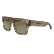 Tom Ford FT0711 FAUSTO 47Q, Brown frame, Green Gradient with Pale Gold Mirror lenses, view 2