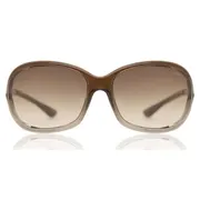 Tom Ford FT0008 JENNIFER 38F, Brown frame, Gradient Dark Brown lenses, view 1