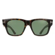 Tom Ford FT1280 CAINE-02 52N, Tortoiseshell frame, Solid Dark Green lenses, view 1