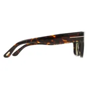 Tom Ford FT1280 CAINE-02 52N, Tortoiseshell frame, Solid Dark Green lenses, view 3