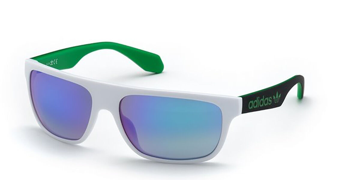 Adidas Originals OR0023 21Q, White frame, Green Mirror lenses
