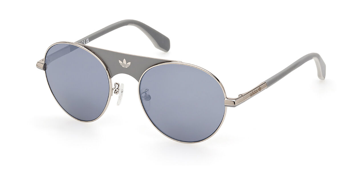 Adidas Originals OR0092 16C, Silver frame, Smoke Dark Grey Mirror lenses