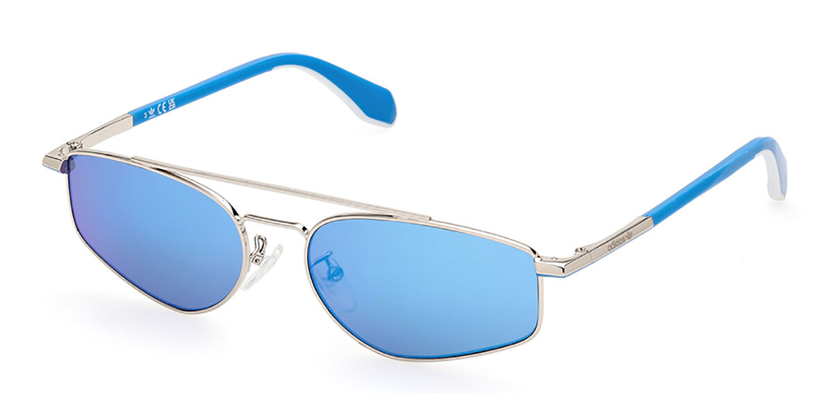 Adidas Originals OR0099 16X, Silver frame, Blue Mirror lenses