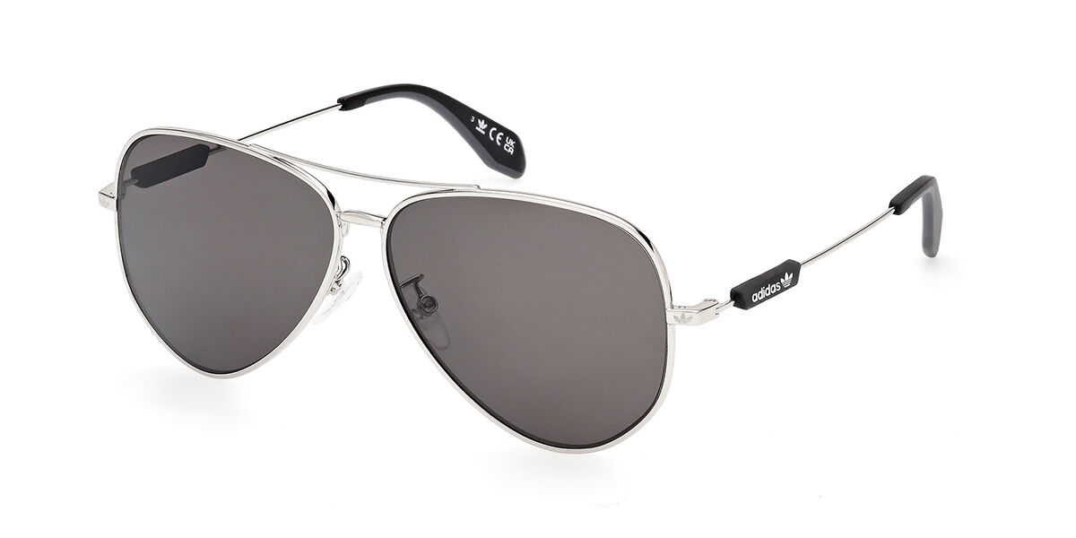 Adidas Originals OR0085 Polarized 16D, Silver frame, Smoke Dark Grey lenses