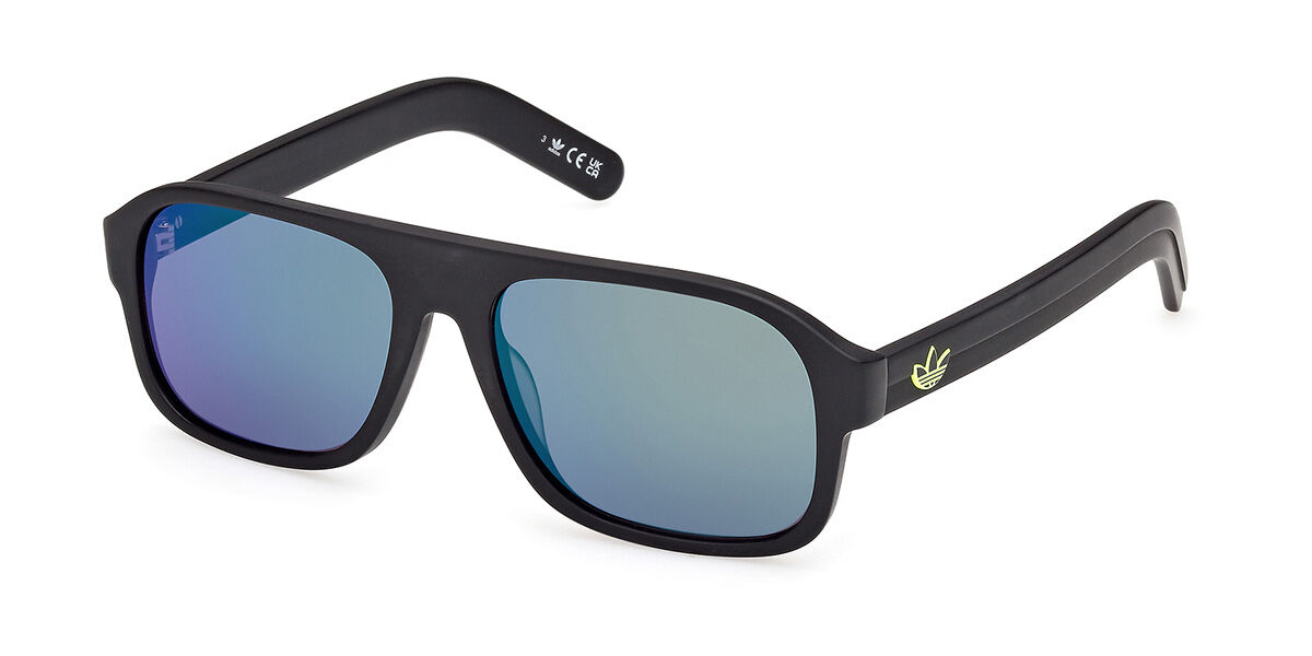 Adidas Originals OR0141 02Q, Black frame, Blue Green Mirror lenses