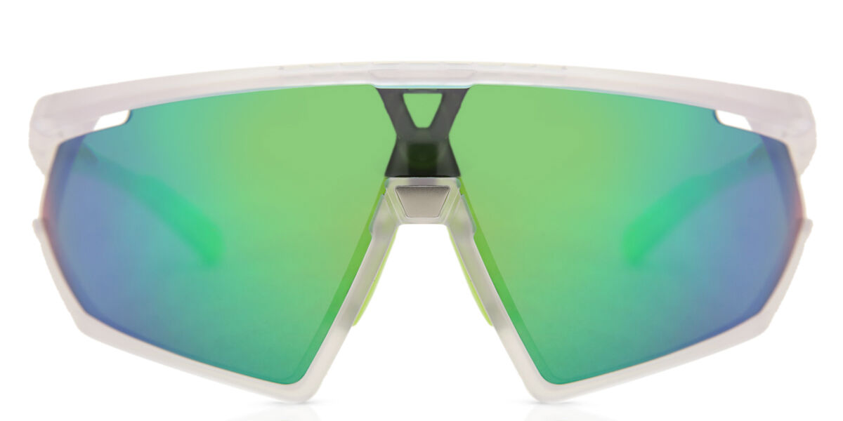 Adidas Sport SP0001 26Q, Clear frame, Green Mirror lenses