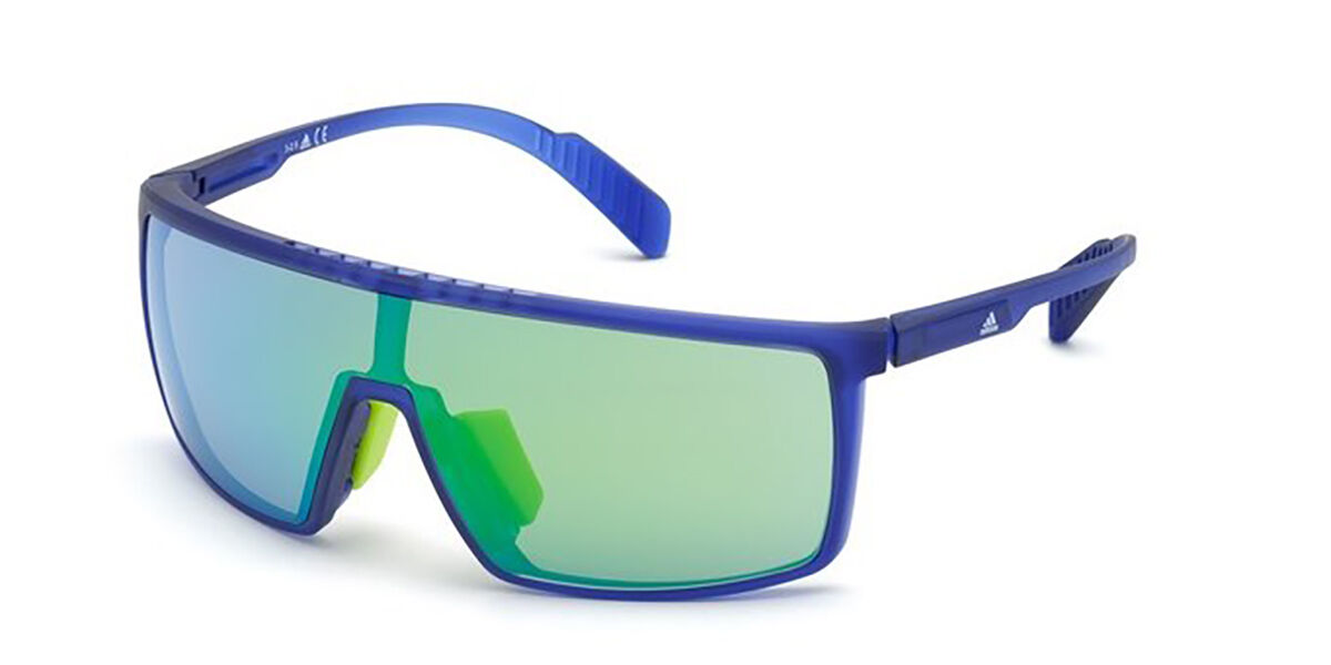 Adidas Sport SP0004 91Q, Blue frame, Green Mirror lenses