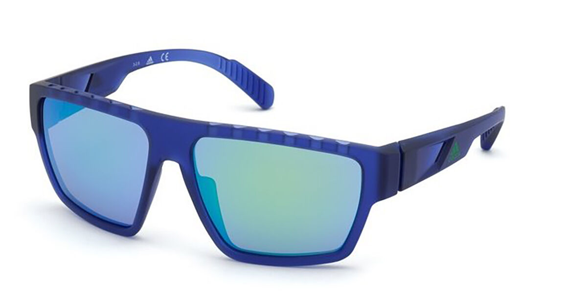 Adidas Sport SP0008 91Q, Blue frame, Green Mirror lenses