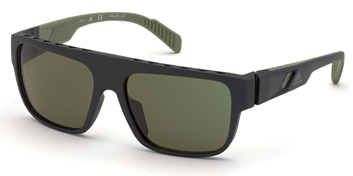 Adidas Sport SP0037 02N, Black frame, Green lenses