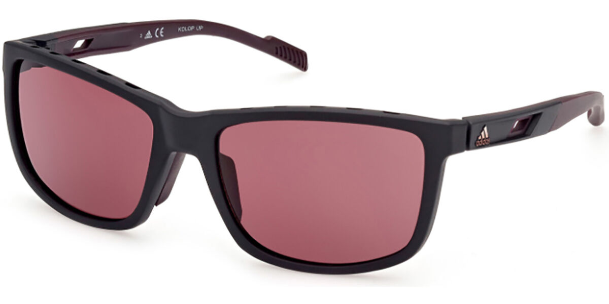 Adidas Sport SP0047 02S, Black frame, Burgundy Red lenses