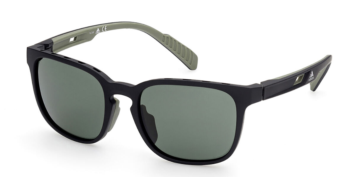 Adidas Sport SP0033 Polarized 02N, Black frame, Green Polarized lenses