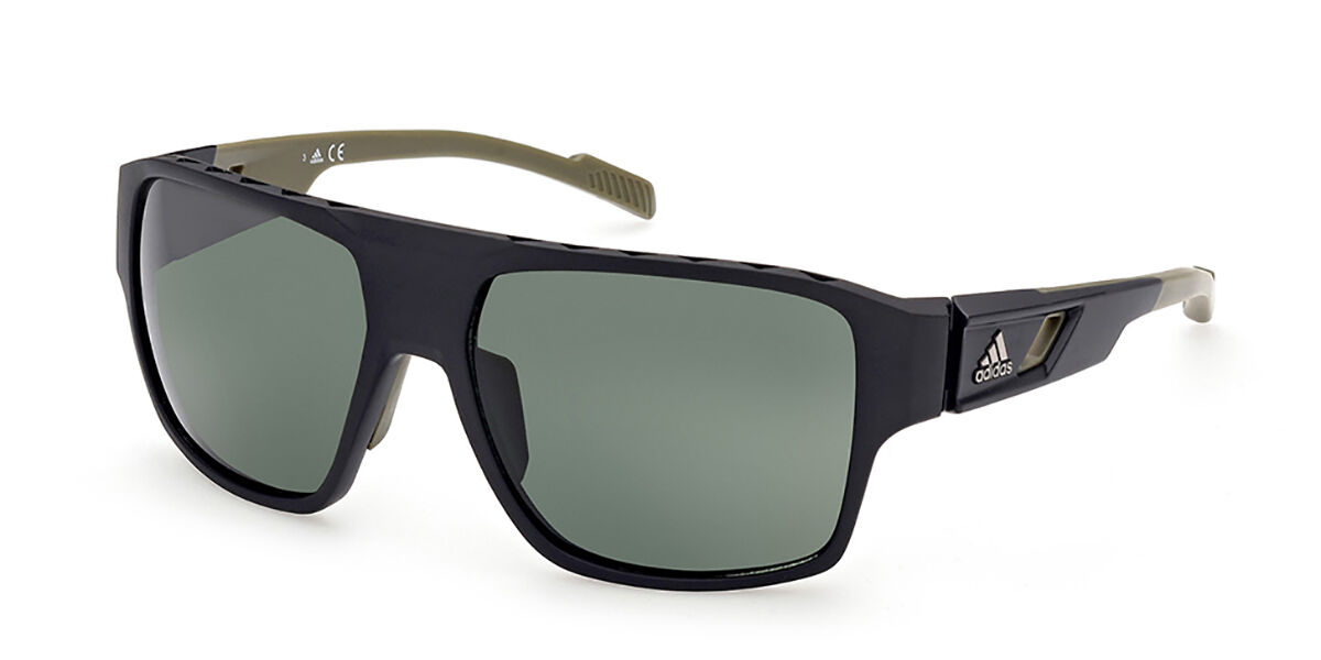 Adidas Sport SP0046 Polarized 02N, Black frame, Green Polarized lenses