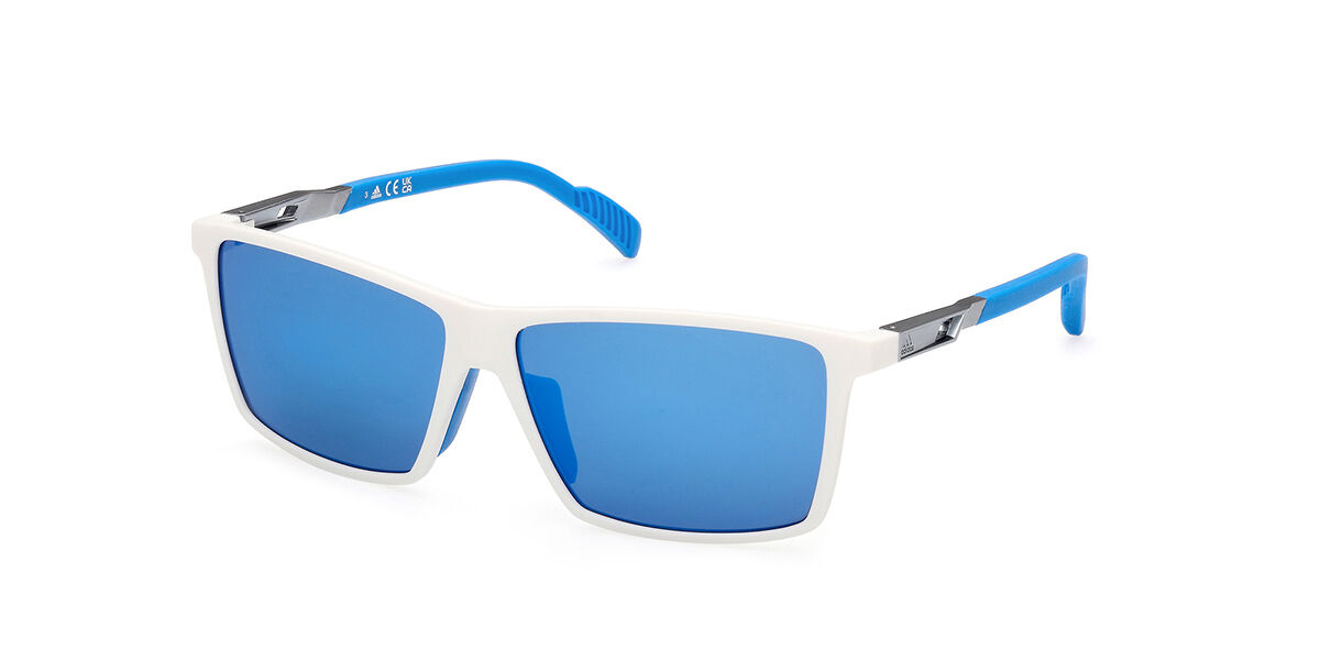 Adidas Sport SP0058 24X, White frame, Blue Mirror lenses
