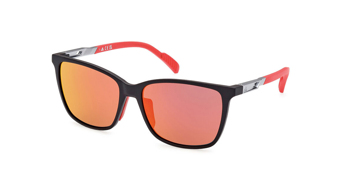 Adidas Sport SP0059 02L, Black frame, Mirror Orange lenses