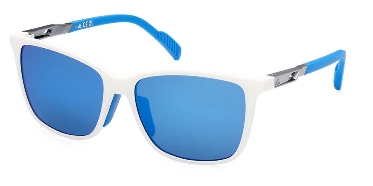 Adidas Sport SP0059 24X, White frame, Blue Mirror lenses
