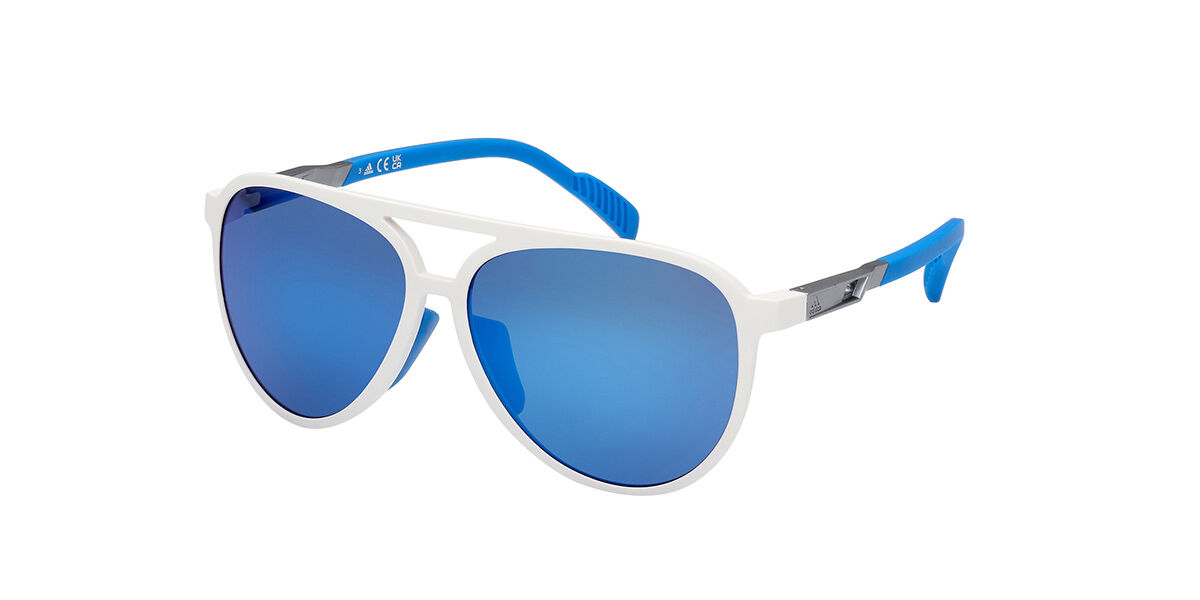 Adidas Sport SP0060 24X, White frame, Blue Mirror lenses
