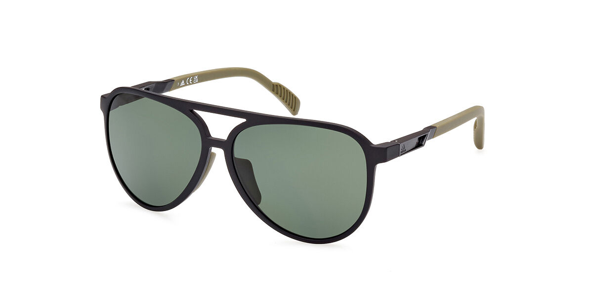 Adidas Sport SP0060 Polarized 02R, Black frame, Green lenses