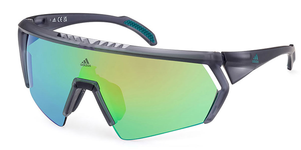 Adidas Sport SP0063 20Q, Grey frame, Green Mirror lenses