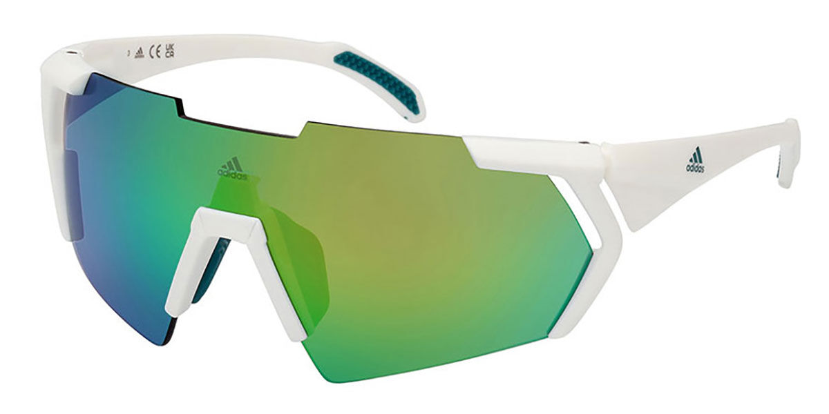 Adidas Sport SP0064 24N, White frame, Green lenses