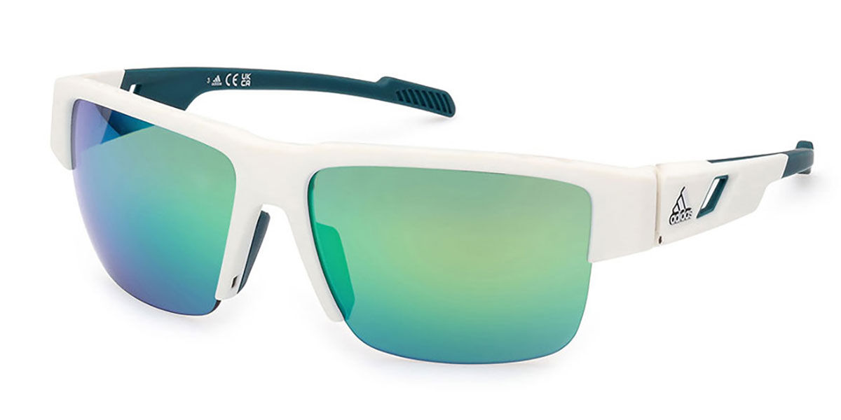 Adidas Sport SP0070 24N, White frame, Gradient Green lenses