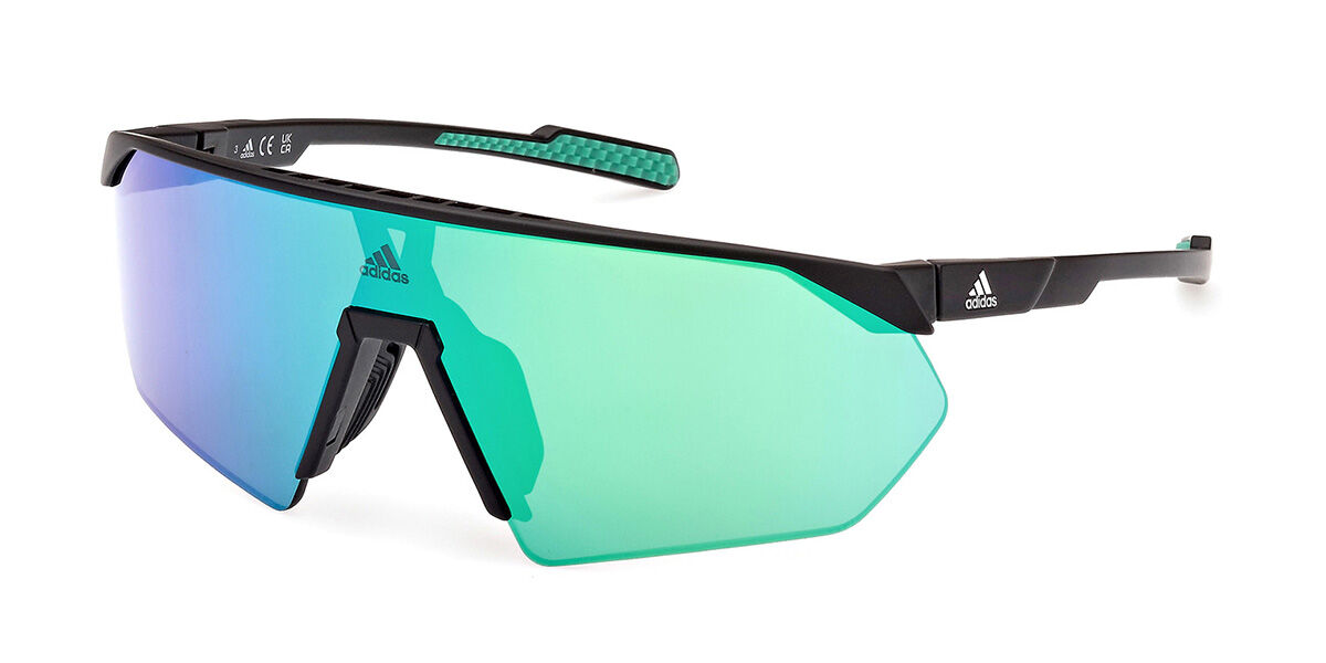 Adidas Sport Sp0076 PRFM Shield 02Q, Black frame, Green Mirror lenses