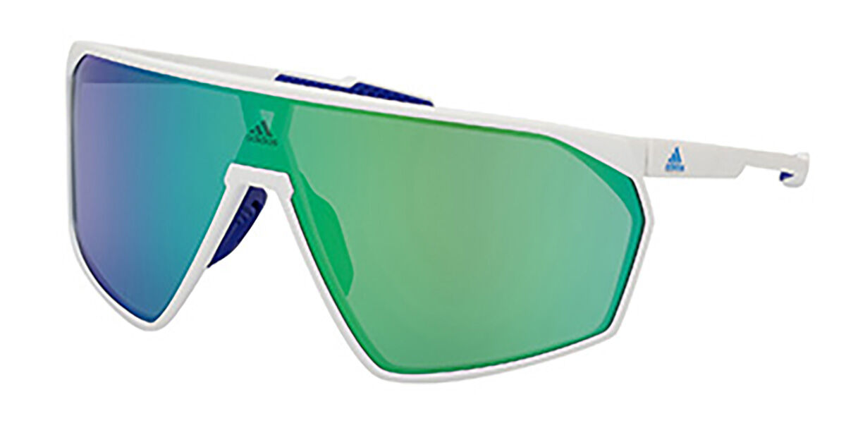 Adidas Sport SP0073 PRFM Shield 21Q, White frame, Green Mirror lenses