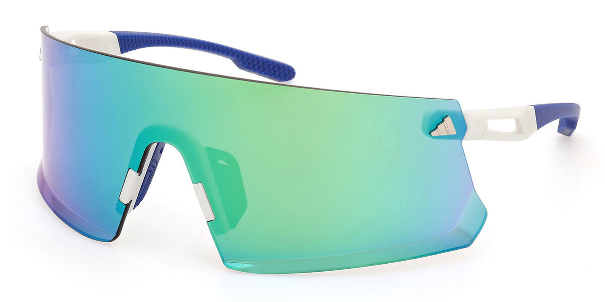 Adidas Sport SP0090 21Q, White frame, Green Mirror lenses