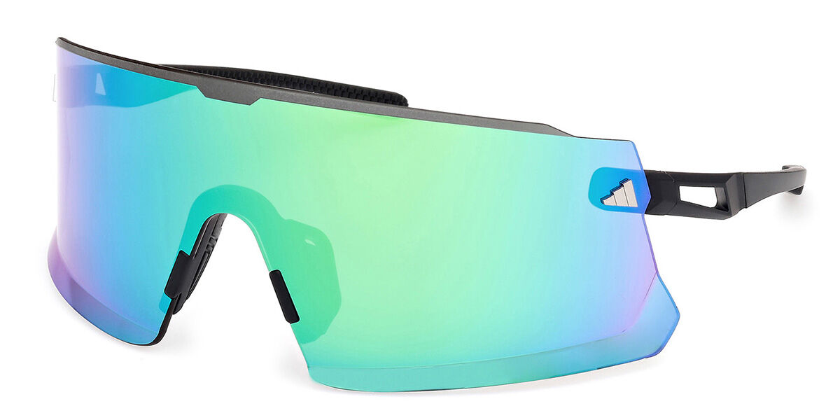 Adidas Sport SP0100 02Q, Black frame, Green Mirror lenses